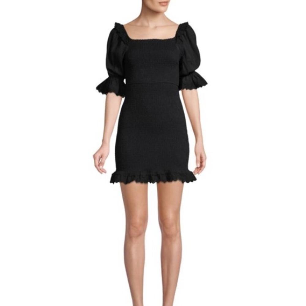 Allison New York Smocked Puff Sleeve Dress XS Cotton Square Neck